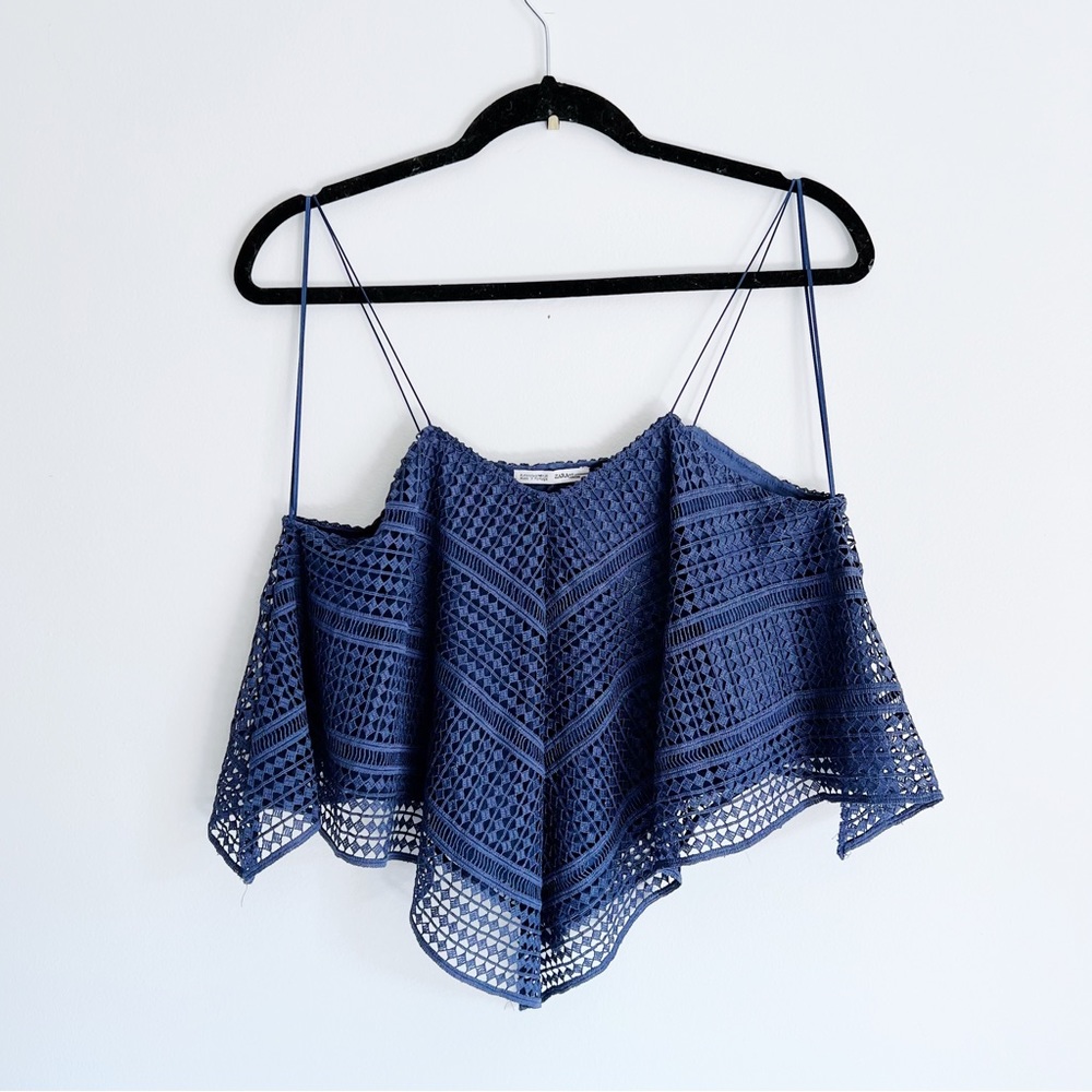 Zara Flowy Crop Eyelet Tank